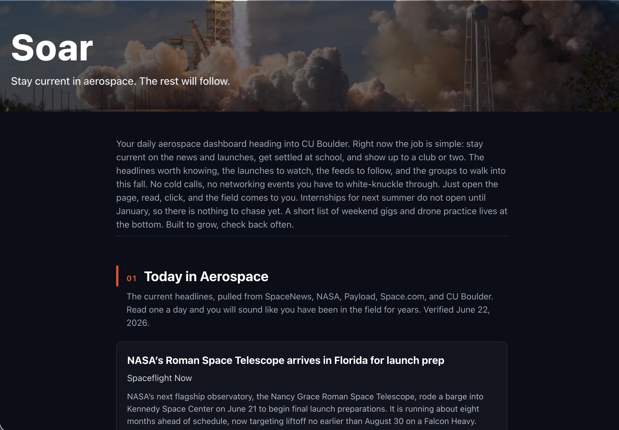 Soar aerospace dashboard