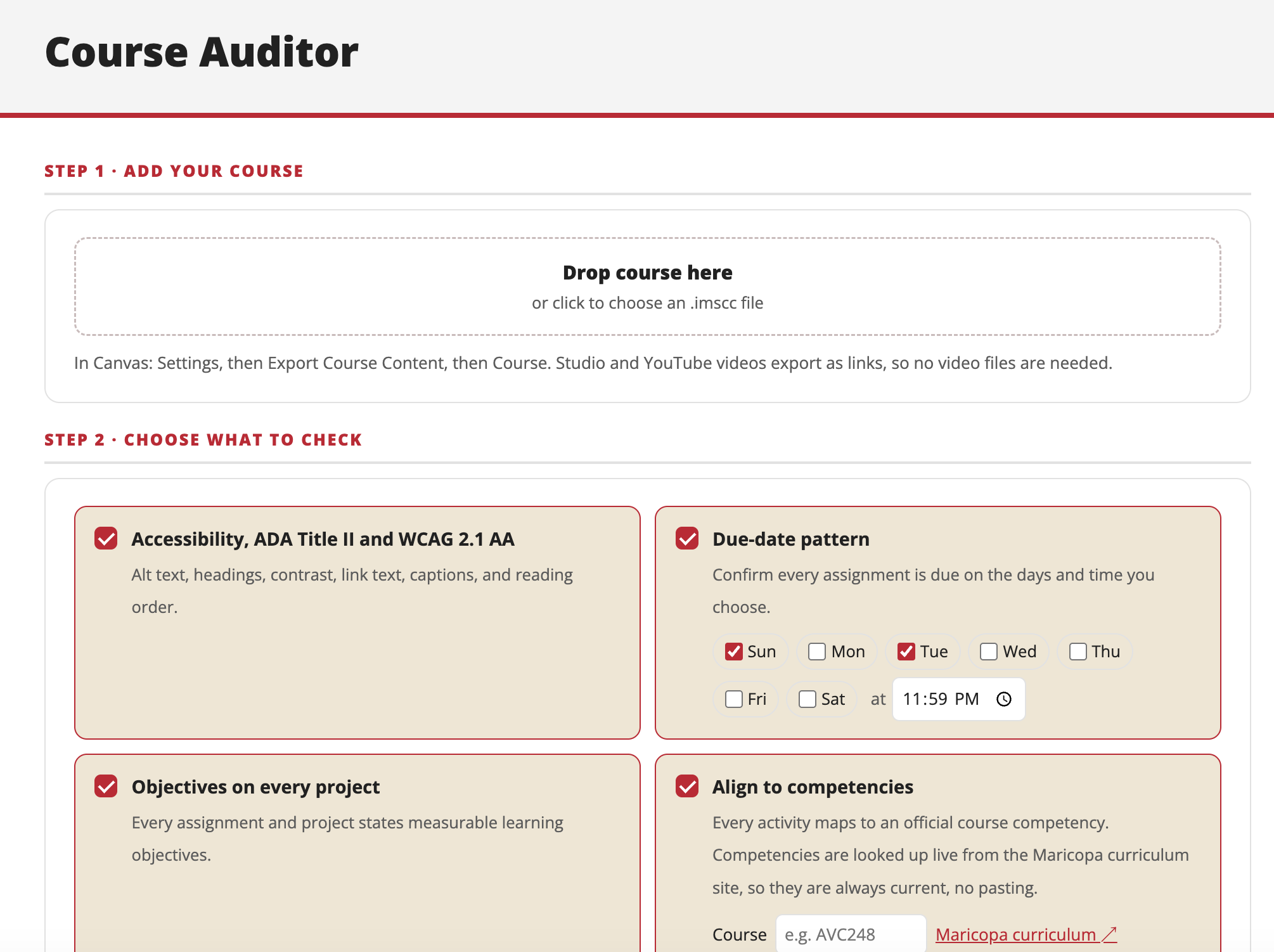 Course Auditor tool